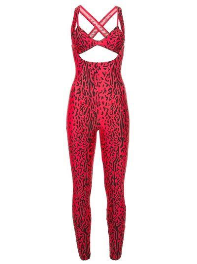 red cheetah print adidas jumpsuit.